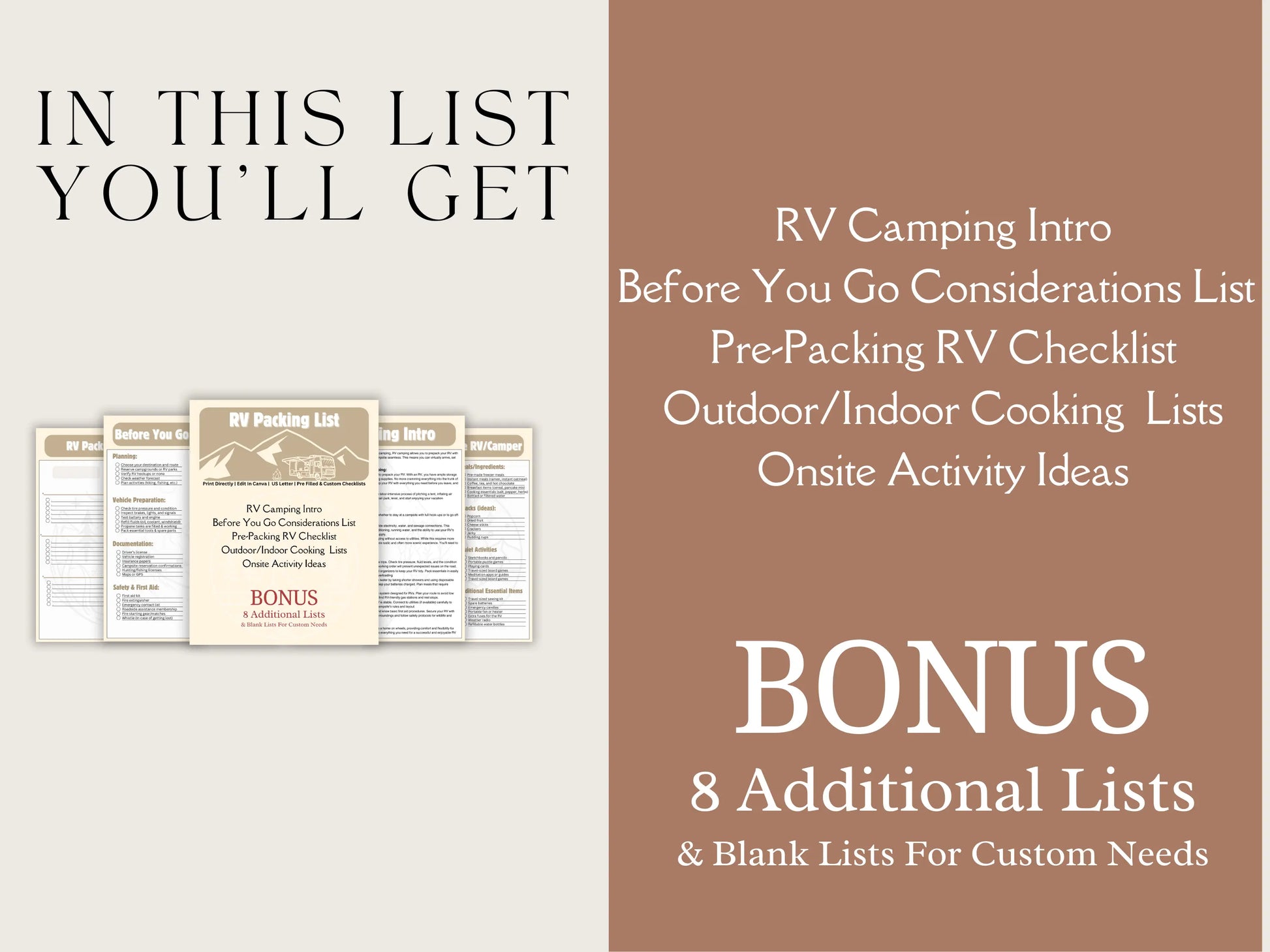 RV camping Packing List With 8 Bonus Lists for successful camping with your RV