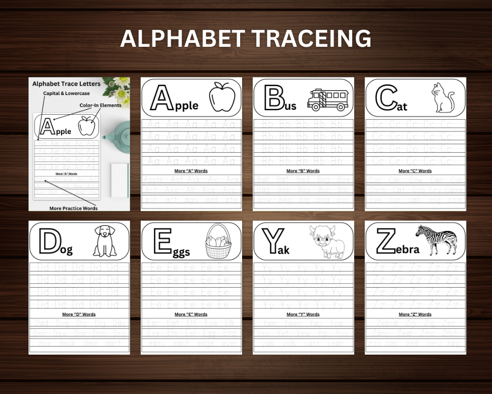 Tracing alphabet letters - educational worksheet for children