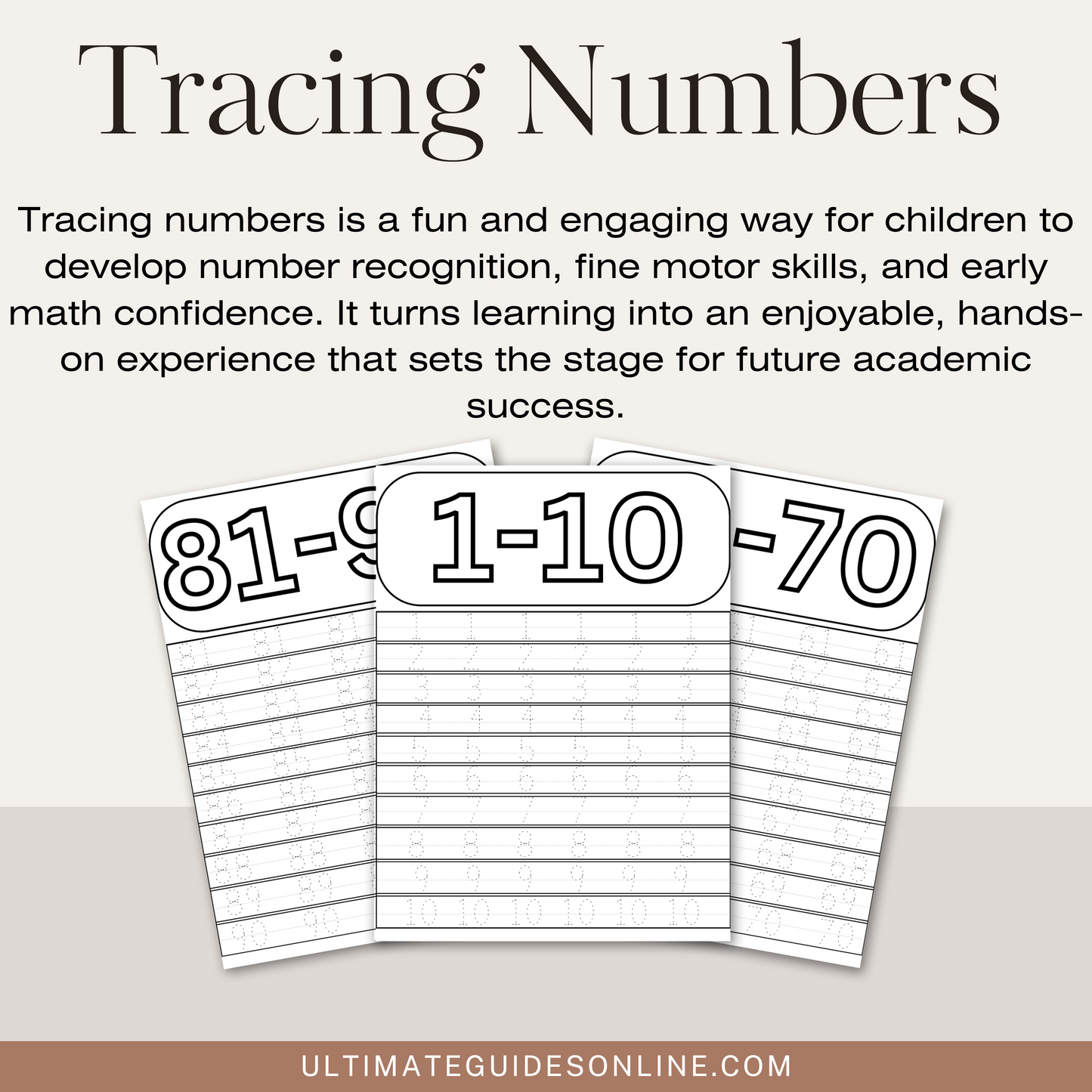 Tracing Numbers Worksheets: 1-100