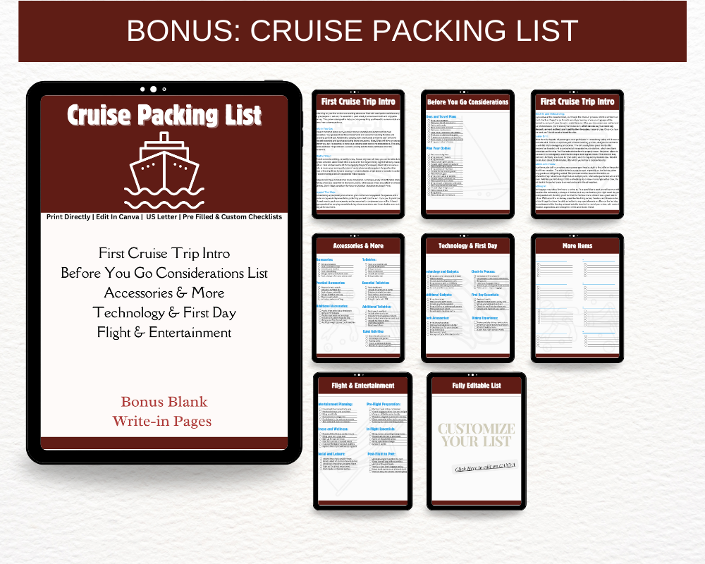 Cruise Packing List Bonus to the Cruise Ebook