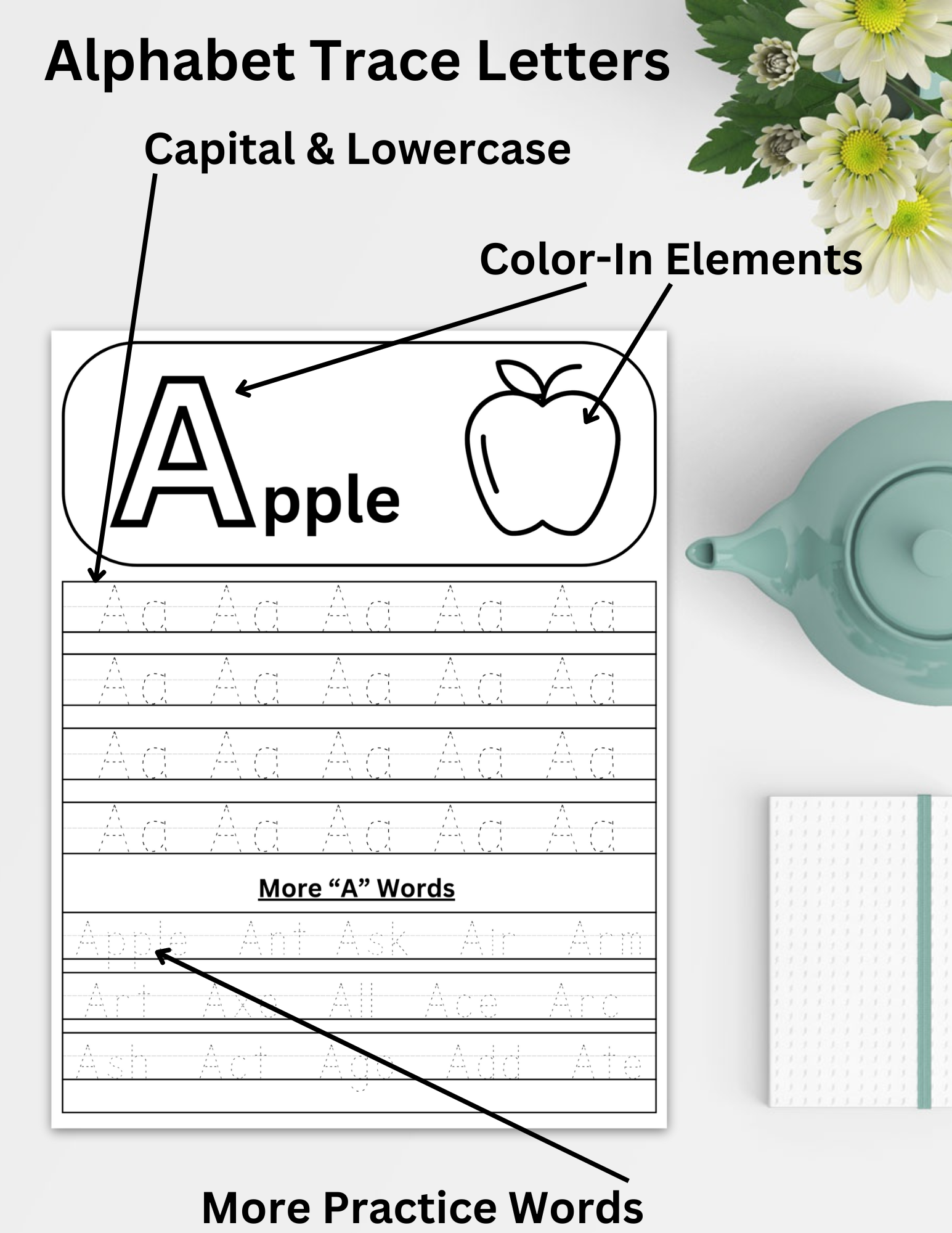 Printable alphabet tracing worksheet for early learners