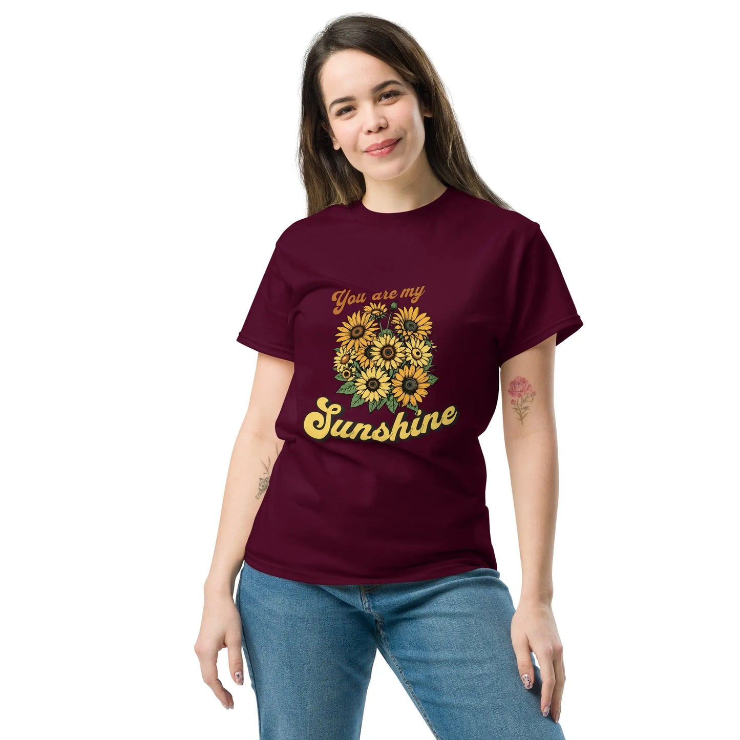 You are my sunshine sunflower bouquet light maroon color t-shirt