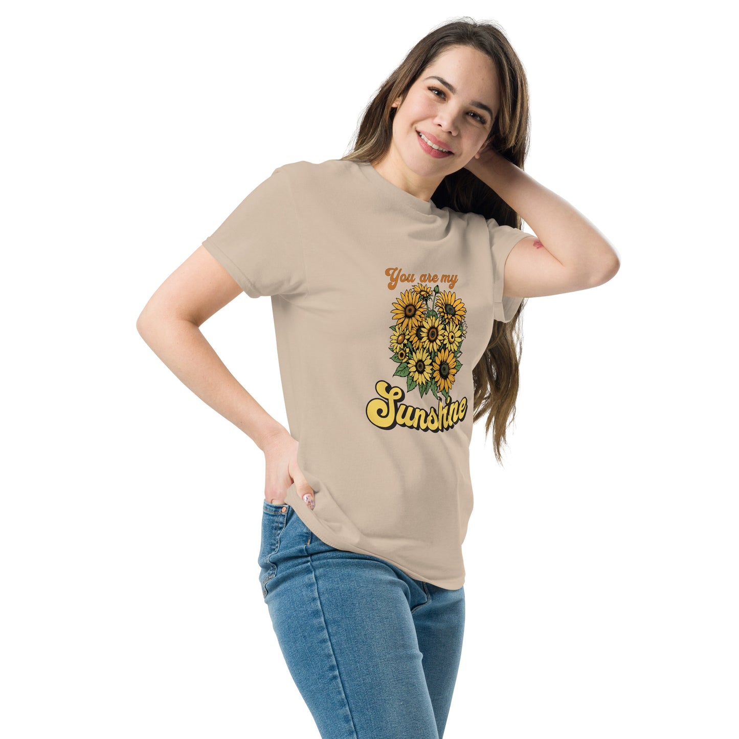 You are my sunshine sunflower sand color side profile tshirt